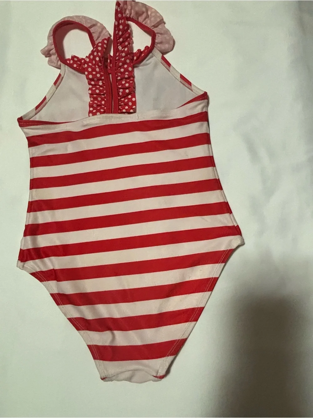 Disney Red and White Striped Minnie Mouse One-Piece Swimsuit